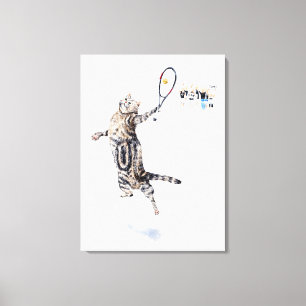 Cat Playing Tennis Canvas Print