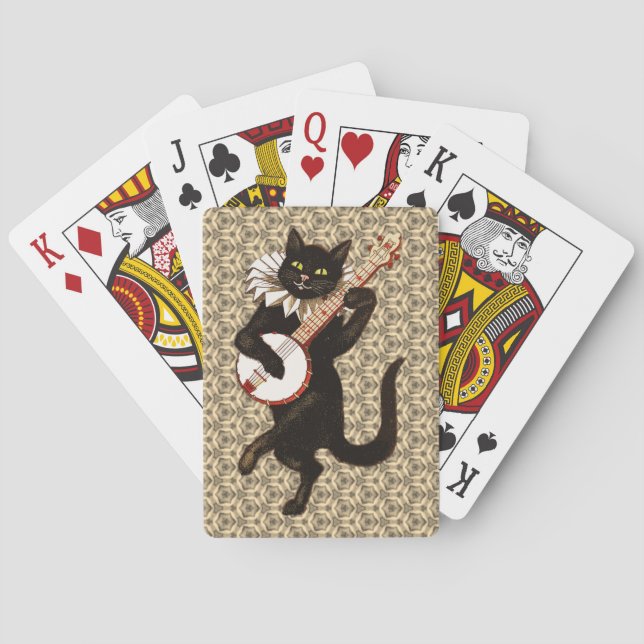 Cat Playing the Banjo Playing Cards (Back)