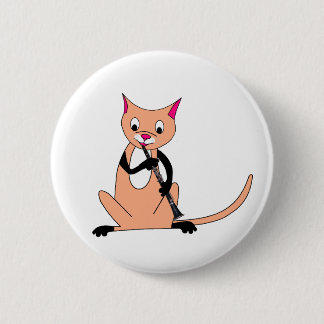Cat Playing the Clarinet 6 Cm Round Badge