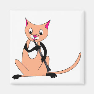 Cat Playing the Clarinet Magnet