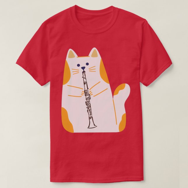 cat playing the CLARINET  T-Shirt (Design Front)