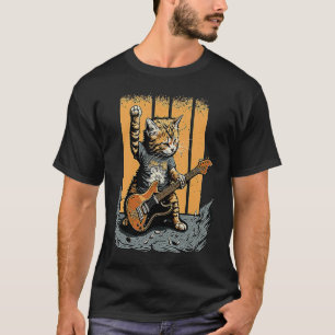 Cat Playing the Guitar Rock Kitty Cat Bass Player  T-Shirt