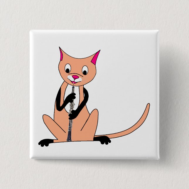 Cat Playing the Oboe 15 Cm Square Badge (Front)