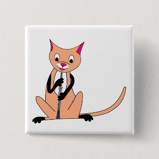 Cat Playing the Oboe 15 Cm Square Badge