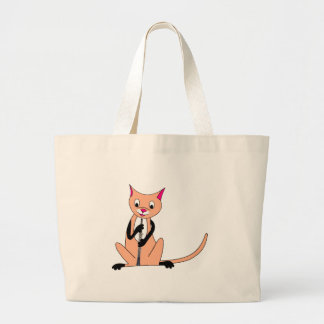 Cat Playing the Oboe Large Tote Bag