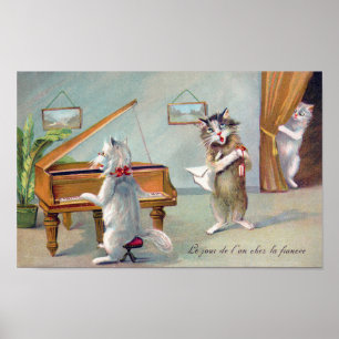Cat Playing the Piano, Louis Wain Poster
