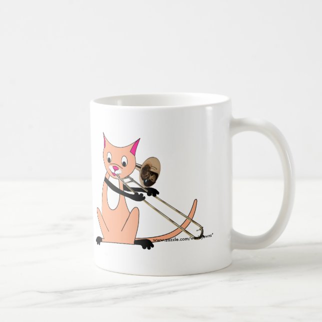 Cat Playing the Trombone Coffee Mug (Right)