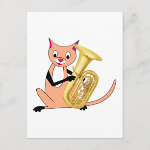 Cat Playing the Tuba Postcard