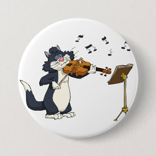 Cat Playing The Violin 7.5 Cm Round Badge