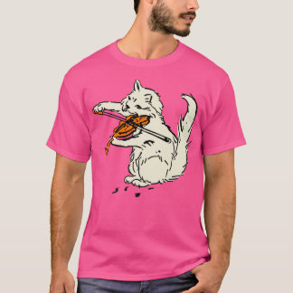 cat playing the violin art  T-Shirt