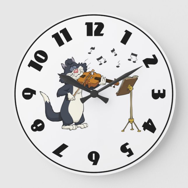 Cat Playing The Violin Clock (Front)