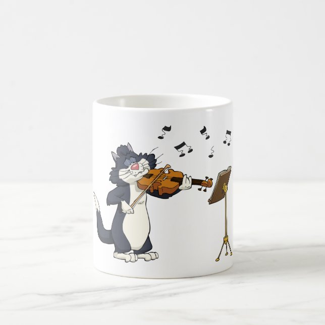 Cat Playing The Violin Coffee Mug (Center)