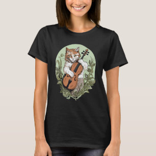 Cat Playing The Violin in Cottagecore Aesthetic T-Shirt