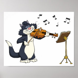 Cat Playing The Violin Poster