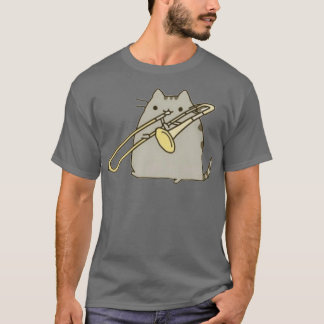 Cat Playing Trombone Saxophone T-Shirt