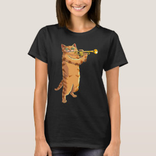 Cat Playing Trumpet Cute Kitten Musician Fan T-Shirt