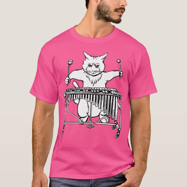 Cat Playing Vibraphone T Shirt Jazz Marimba (Front)