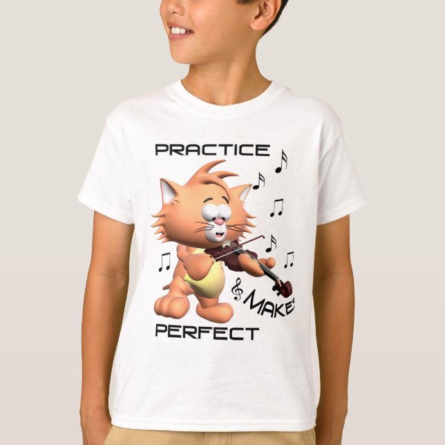 Cat Playing Violin Girls "T-shirt T-Shirt (Front)
