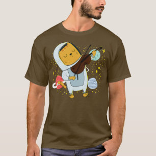 Cat Playing Violin In Space Cats In Space Print T-Shirt