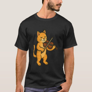 Cat Playing Violin Violinist Cat Lover Cute Cat Pl T-Shirt