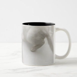 Cat playing with heart shaped candy Two-Tone coffee mug