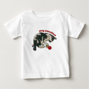 Cat Playing with MARBLES, Stay Pawsitive, Pun Baby T-Shirt