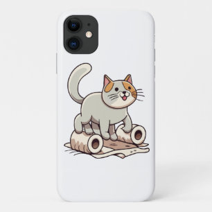 Cat Playing with Toilet Paper iPhone 11 Case