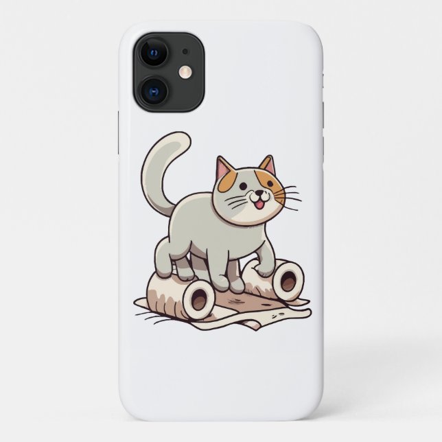 Cat Playing with Toilet Paper Case-Mate iPhone Case (Back)