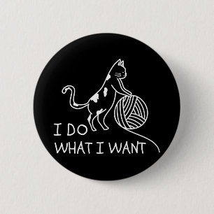 Cat Playing Yarn 6 Cm Round Badge