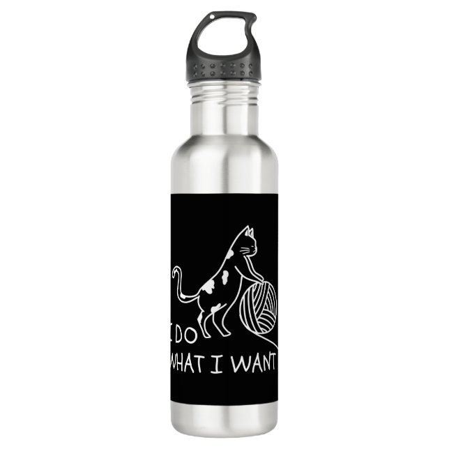 Cat Playing Yarn 710 Ml Water Bottle (Front)