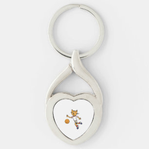 Cat Plays Basketball, Basketball Sports Jersey Key Ring