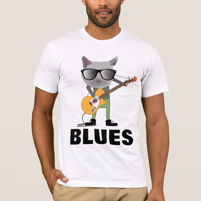 CAT PLAYS BLUES GUITAR T-Shirts (Front)