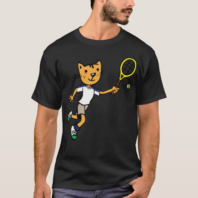 Cat plays tennis badminton funny badminton shirt  (Front)
