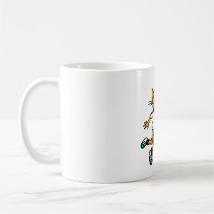 Cat plays tennis coffee mug