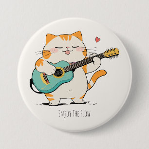 Cat Plays The Guitar 7.5 Cm Round Badge