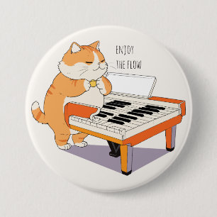 Cat Plays The Piano 7.5 Cm Round Badge