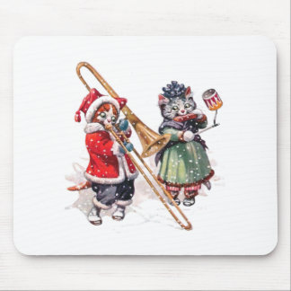 Cat Plays Trombone in the Snow Mouse Mat