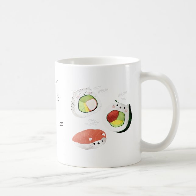 Cat plus Sushi equals Cuteness! Coffee Mug (Right)