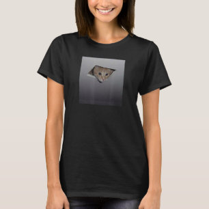 cat poking head out of hole in the ceiling meme T-Shirt