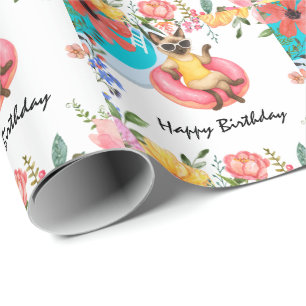 Cat Pool Party for Cat lovers Wrapping Paper