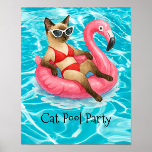 Cat Pool Party Poster