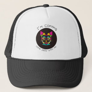 cat pop art trucker hat