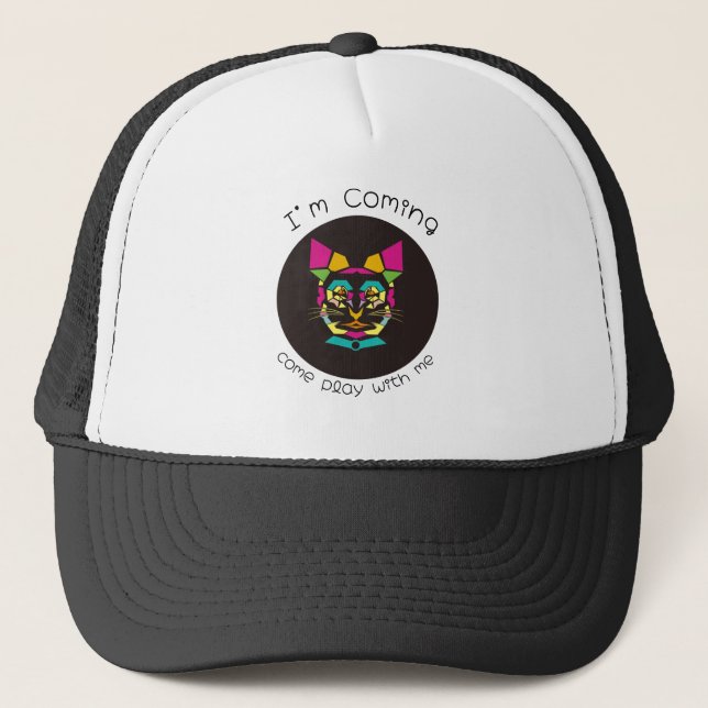 cat pop art trucker hat (Front)