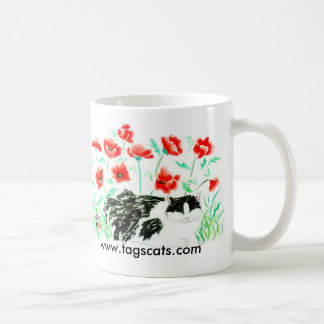 Cat & Poppies mug