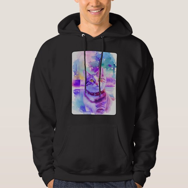 Cat Portrait Animal Beautiful Kitten Illustration Hoodie (Front)