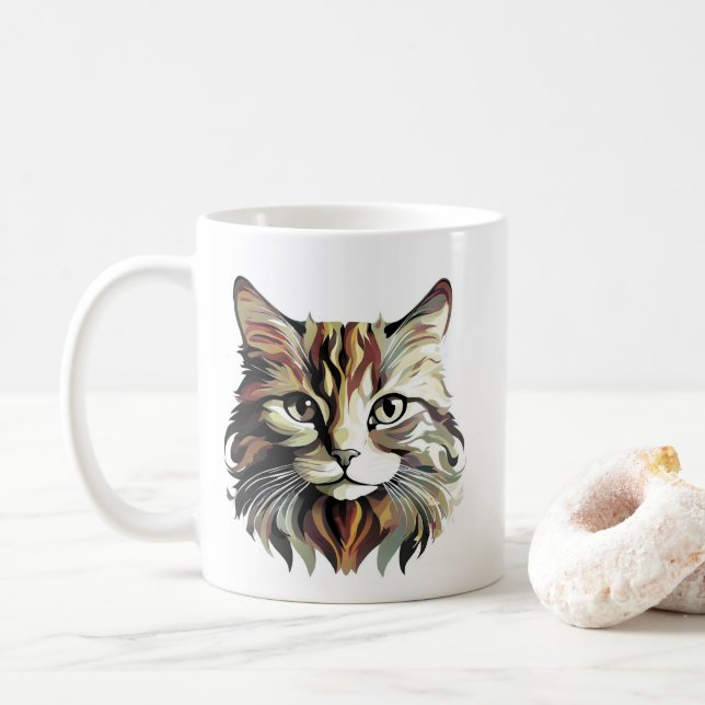 Cat Portrait Art Design Mug (With Donut)