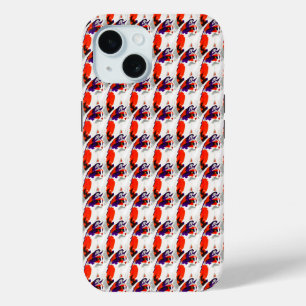 Cat Portrait – Bold Graphic Art Orange and Violet iPhone 15 Case