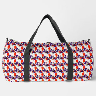 Cat Portrait – Bold Graphic Art Orange and Violet Duffle Bag