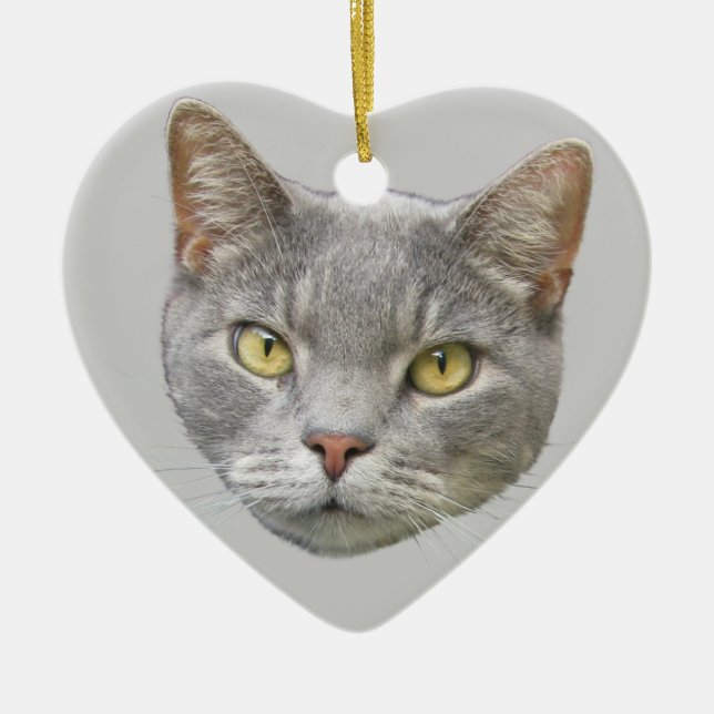 Cat Portrait Ceramic Tree Decoration (Front)