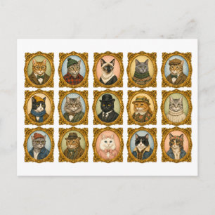 Cat Portrait Collage Postcard
